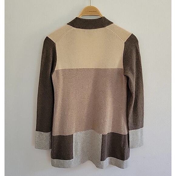 Charter Club Cashmere Luxury Open Front Knit Cardigan Colorblock Classic Preppy - Picture 2 of 11